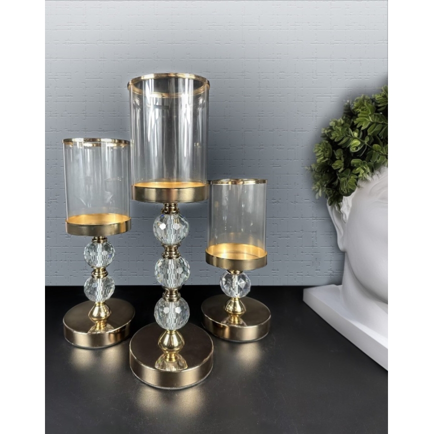 Σετ 3 χρυσά κηροπήγια