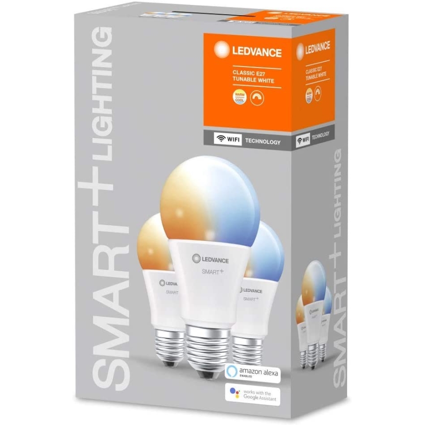 ΣΕΤ 3x Λάμπα Dimmer LED SMART+ E27/9W/230V 2700K-6500K Wi-Fi - Ledvance