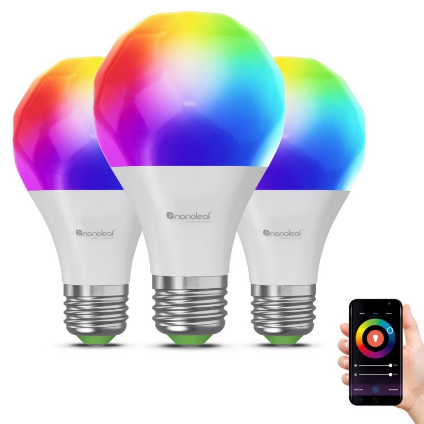 ΣΕΤ 3x Λάμπα LED RGBW Dimmable ESSENTIALS A60 E27/8,5W/230V CRI 90 2700-6500K Wi-Fi - Nanoleaf