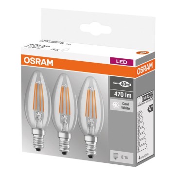 ΣΕΤ 3x Λαμπτήρας LED BASE VINTAGE B40 E14/4W/230V 4000K – Osram