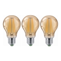 ΣΕΤ 3x Λαμπτήρας LED CLASIC AMBER A60 E27/9W/230V 2200K - Brilagi