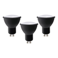 ΣΕΤ 3x Λαμπτήρας LED ECOLINE GU10/6W/230V 4000K μαύρο - Brilagi