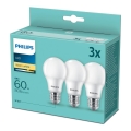 ΣΕΤ 3x Λαμπτήρας LED Philips A60 E27/8W/230V 2700K