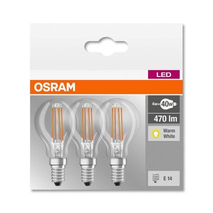 ΣΕΤ 3x Λαμπτήρας LED VINTAGE P40 E14/4W/230V 2700K - Osram