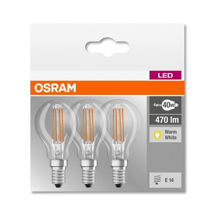 ΣΕΤ 3x Λαμπτήρας LED VINTAGE P40 E14/4W/230V 2700K - Osram