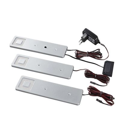 ΣΕΤ 3x Φωτιστικά LED πάγκου κουζίνας CORTINA LED/2,4W/230V+ τηλεχειριστήριο
