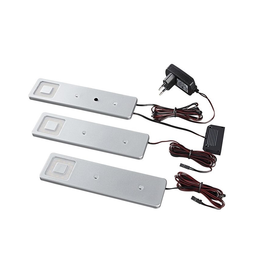 ΣΕΤ 3x Φωτιστικά LED πάγκου κουζίνας CORTINA LED/2,4W/230V+ τηλεχειριστήριο