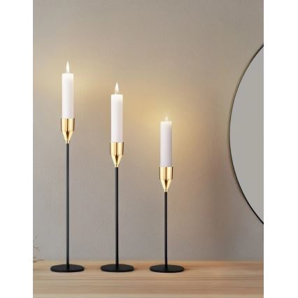 Σετ 3x κηροπήγια μαύρο/χρυσό