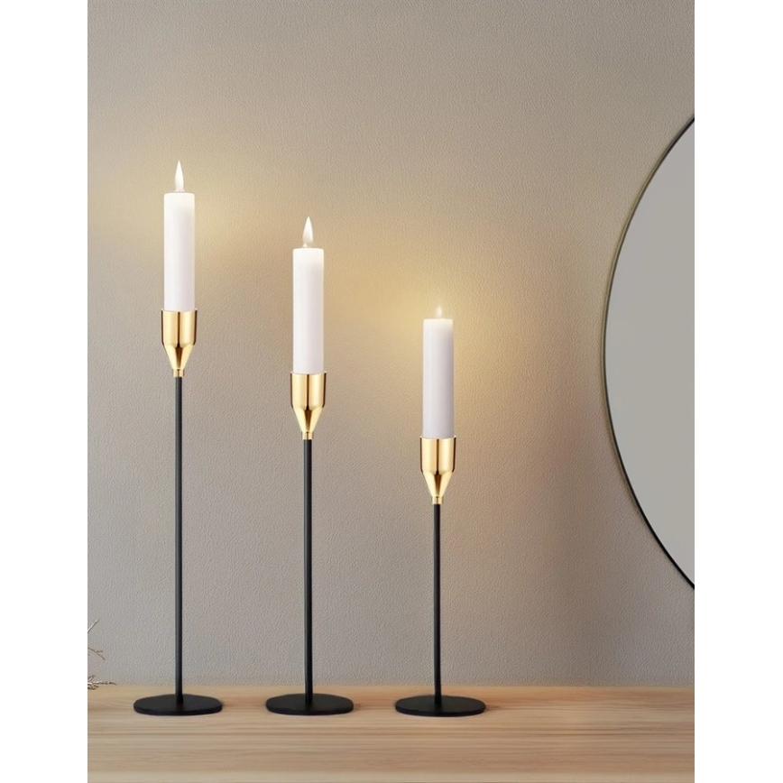 Σετ 3x κηροπήγια μαύρο/χρυσό