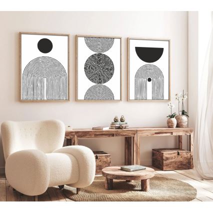 ΣΕΤ 3x Κορνίζα τοίχου 50x70 cm μαύρο/λευκό