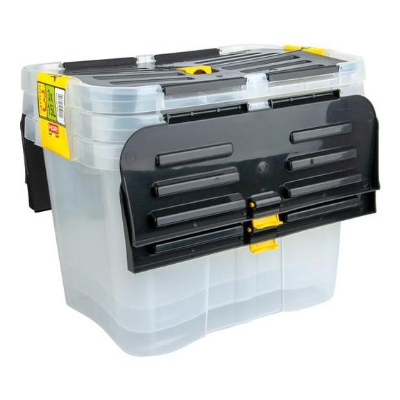 ΣΕΤ 3x Κουτί αποθήκευσης DRAGON 15 λτ μαύρο/διάφανο