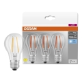 Σετ 3x LED λαμπτήρες BASE CLASSIC FILAMENT A60 E27/7,5W/230V 4000K - Osram