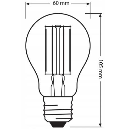 Σετ 3x LED λαμπτήρες BASE CLASSIC FILAMENT A60 E27/7,5W/230V 4000K - Osram