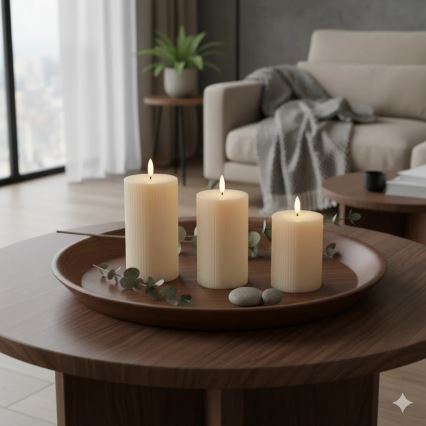 Σετ 3x LED κεριών BRILLO (LED/3xAAA) σε κρεμ απόχρωση με τηλεχειριστήριο