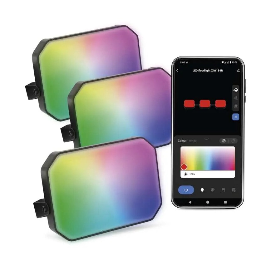 Σετ 3x LED RGBIC ρυθμιζόμενοι εξωτερικοί προβολείς GoSmart LED/14W/230V 3000-6500K IP65 Wi-Fi Tuya