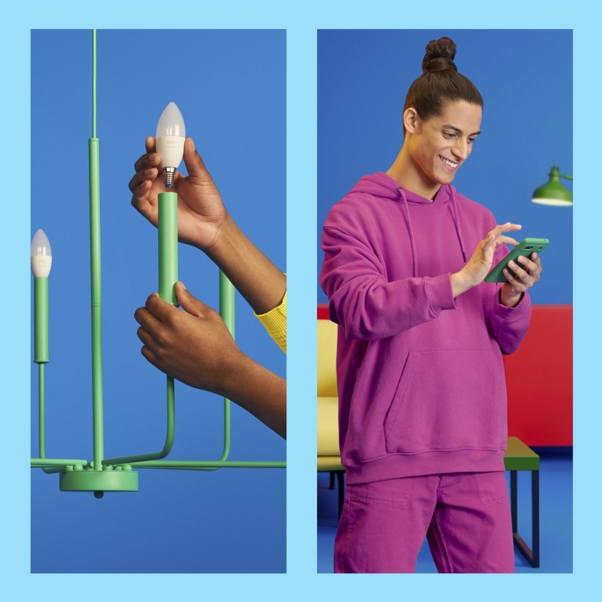 ΣΕΤ 3x LED RGBW Ρυθμιζόμενη λάμπα C37 E14/4,9W/230V 2200-6500K CRI 90 Wi-Fi - WiZ