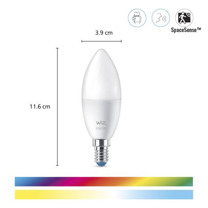 ΣΕΤ 3x LED RGBW Ρυθμιζόμενη λάμπα C37 E14/4,9W/230V 2200-6500K CRI 90 Wi-Fi - WiZ