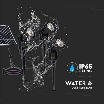 ΣΕΤ 3x LED Εξωτερικό ηλιακό φωτιστικό 3xLED/1,2W/3,7V IP65 3000K 4000 mAh
