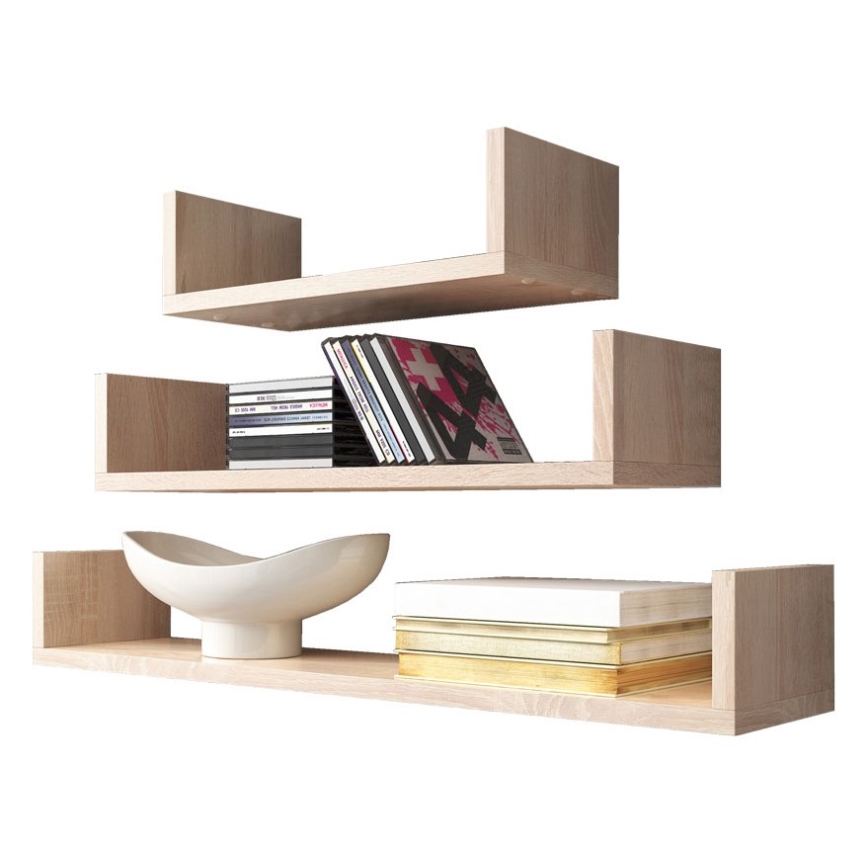 ΣΕΤ 3x Ράφι τοίχου TRIO δρυς Sonoma