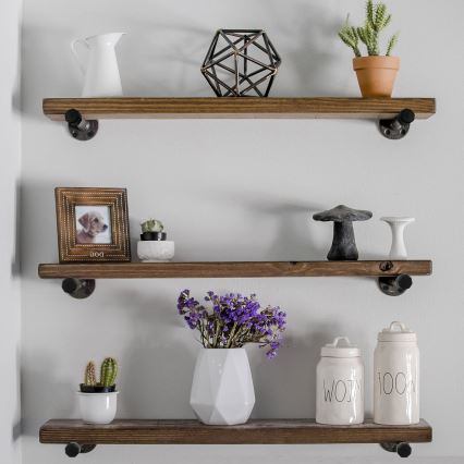 ΣΕΤ 3x Ράφια τοίχου BORURAF καφέ