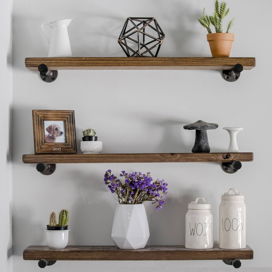 ΣΕΤ 3x Ράφια τοίχου BORURAF καφέ