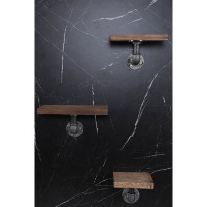 ΣΕΤ 3x Ράφια τοίχου BORURAF έλατο/μαύρο