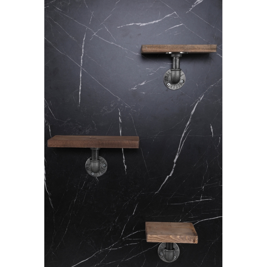 ΣΕΤ 3x Ράφια τοίχου BORURAF έλατο/μαύρο