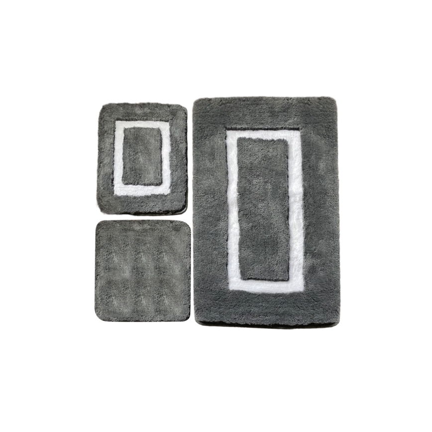 ΣΕΤ 3x Πατάκι μπάνιου 60/60/100 cm ανθρακί