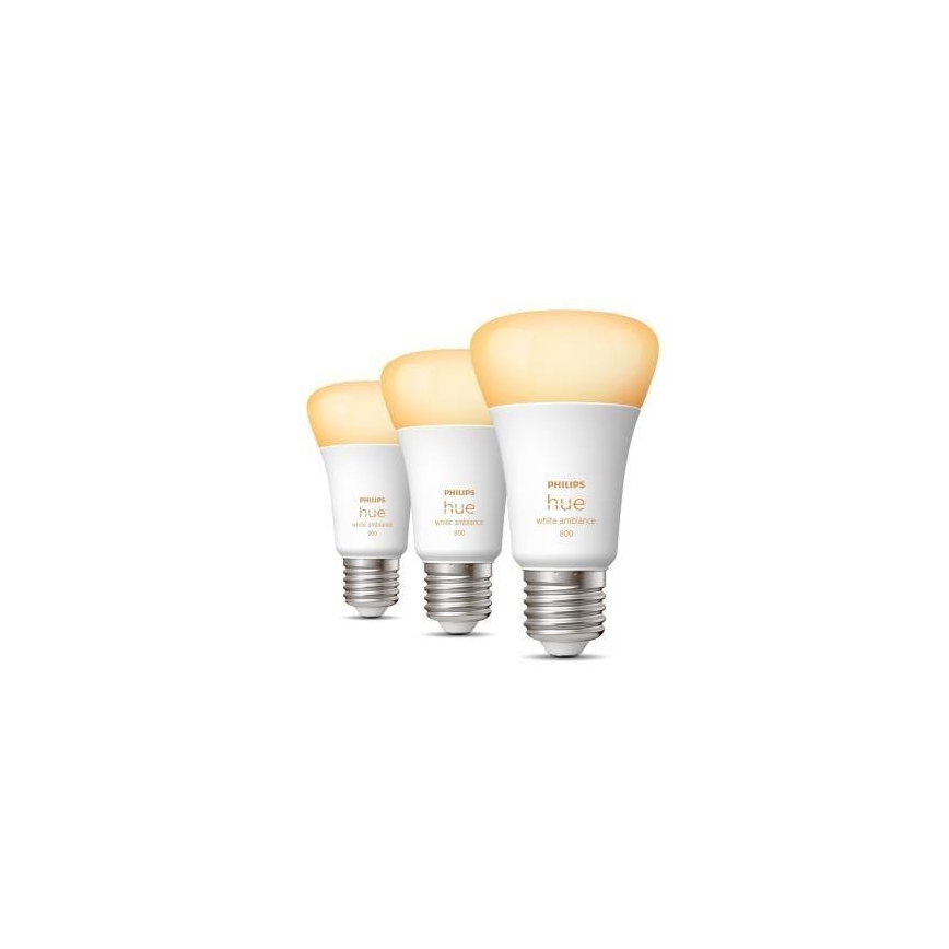 Σετ 3x ρυθμιζόμενες λάμπες LED Philips Hue WHITE AMBIANCE A60 E27/6W/230V 2200-6500K