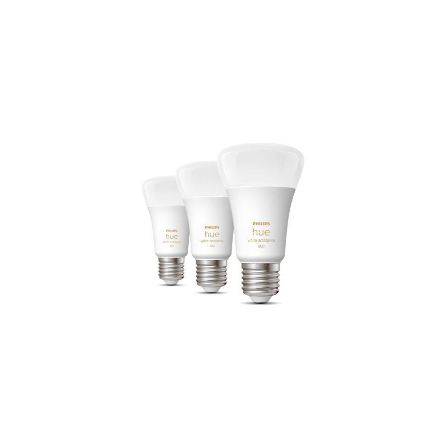 Σετ 3x ρυθμιζόμενες λάμπες LED Philips Hue WHITE AMBIANCE A60 E27/6W/230V 2200-6500K