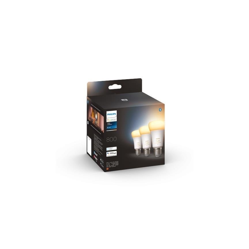 Σετ 3x ρυθμιζόμενες λάμπες LED Philips Hue WHITE AMBIANCE A60 E27/6W/230V 2200-6500K