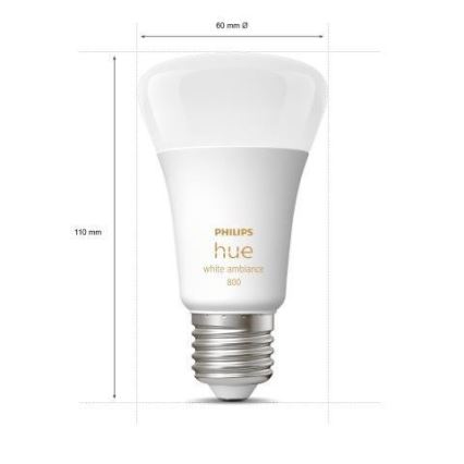 Σετ 3x ρυθμιζόμενες λάμπες LED Philips Hue WHITE AMBIANCE A60 E27/6W/230V 2200-6500K