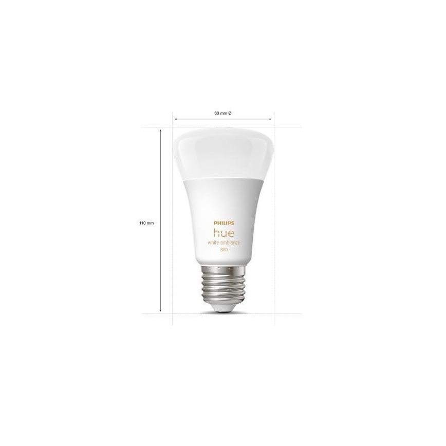 Σετ 3x ρυθμιζόμενες λάμπες LED Philips Hue WHITE AMBIANCE A60 E27/6W/230V 2200-6500K