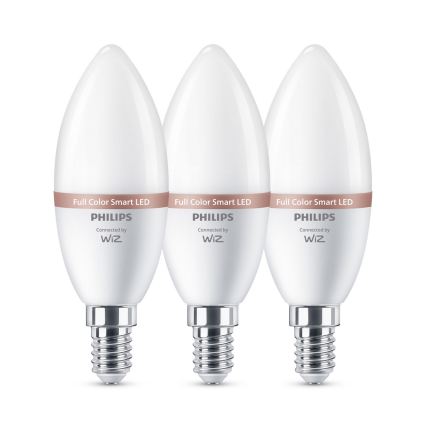 Σετ 3x RGB LED ρυθμιζόμενοι λαμπτήρες Philips SMART C37 E14/4,9W/230V 2200-6500K CRI 90