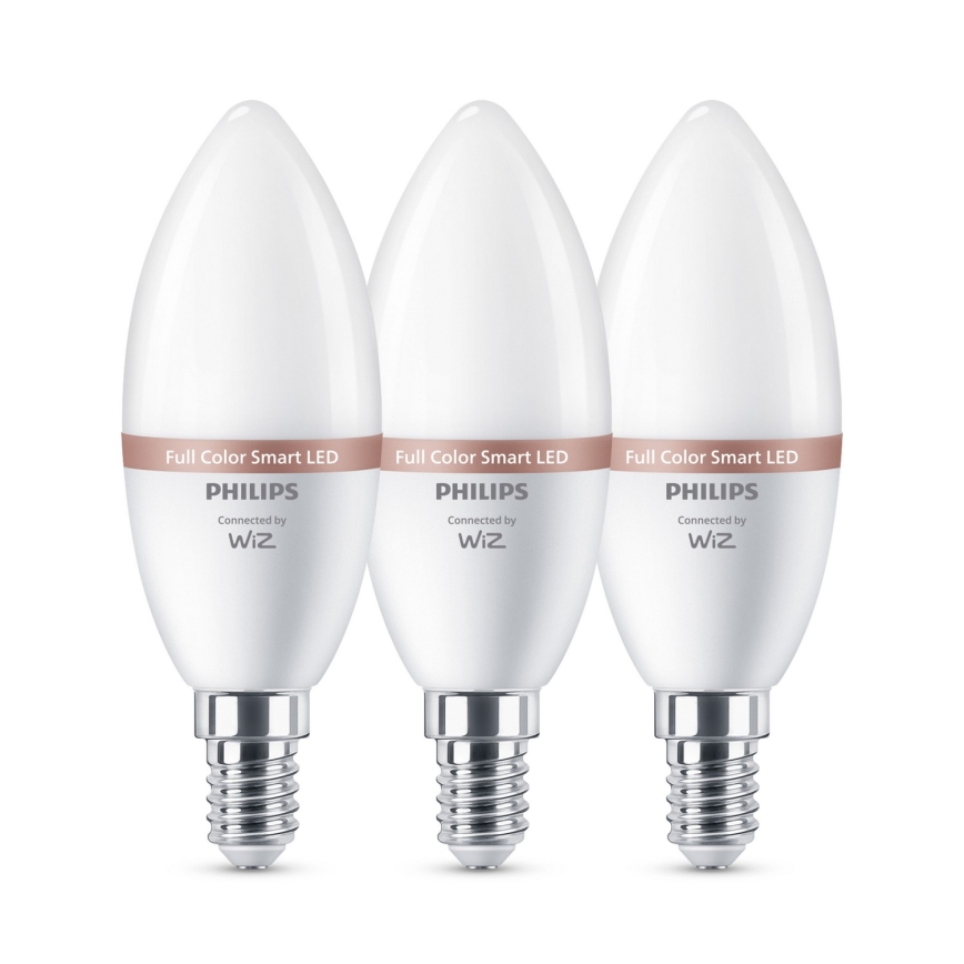 Σετ 3x RGB LED ρυθμιζόμενοι λαμπτήρες Philips SMART C37 E14/4,9W/230V 2200-6500K CRI 90