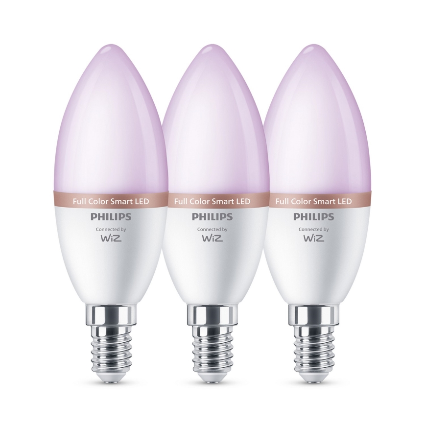 Σετ 3x RGB LED ρυθμιζόμενοι λαμπτήρες Philips SMART C37 E14/4,9W/230V 2200-6500K CRI 90