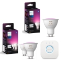 ΣΕΤ 3x ρυθμιζόμενοι LED λαμπτήρες RGBW Philips Hue WHITE AND COLOR AMBIANCE GU10/4,2W/230V 2000-6500K + Hue bridge