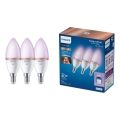 Σετ 3x RGB LED ρυθμιζόμενοι λαμπτήρες Philips SMART C37 E14/4,9W/230V 2200-6500K CRI 90