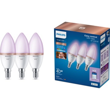 Σετ 3x RGB LED ρυθμιζόμενοι λαμπτήρες Philips SMART C37 E14/4,9W/230V 2200-6500K CRI 90