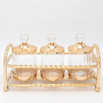 ΣΕΤ 3x Γυάλινο βάζο χρυσό