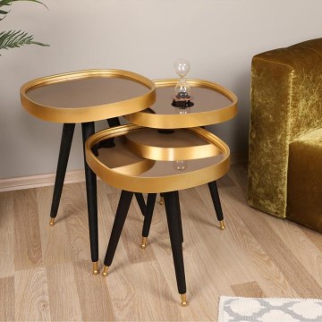 ΣΕΤ 3x Βοηθητικά τραπεζάκια ALYS χρυσό/μαύρο