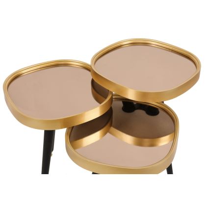 ΣΕΤ 3x Βοηθητικά τραπεζάκια ALYS χρυσό/μαύρο