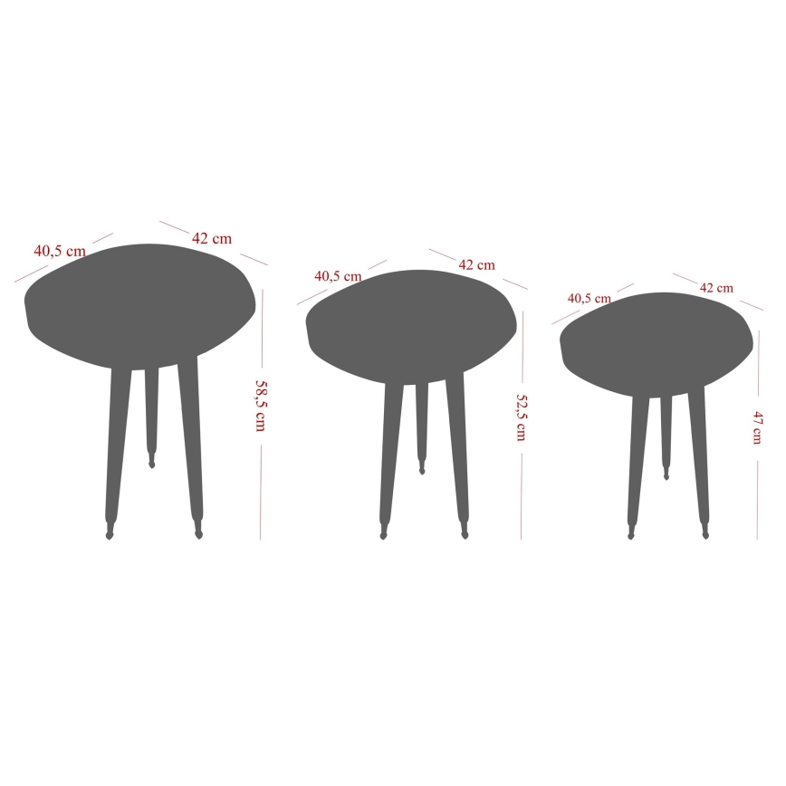 ΣΕΤ 3x Βοηθητικά τραπεζάκια ALYS χρυσό/μαύρο