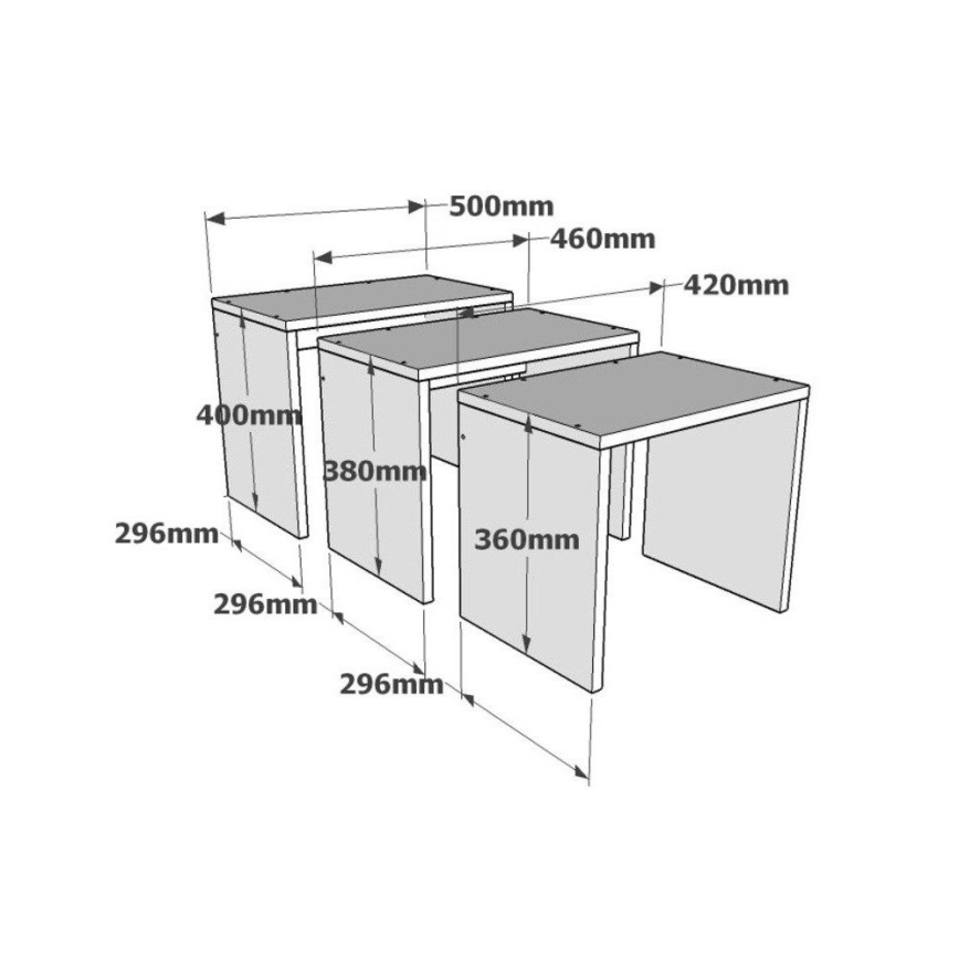 ΣΕΤ 3x Βοηθητικά τραπεζάκια GUL καφέ/λευκό/γκρι