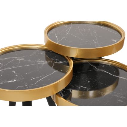 ΣΕΤ 3x Βοηθητικά τραπεζάκια LYLE μαύρο/χρυσό