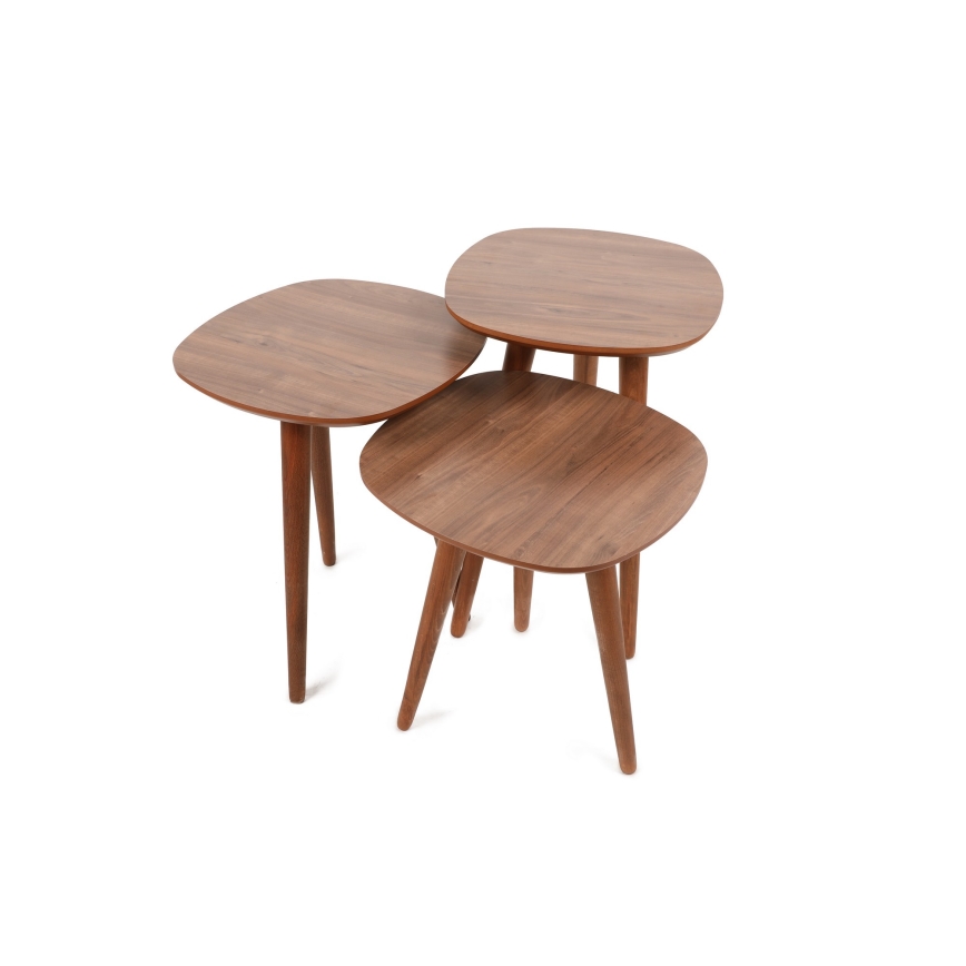 ΣΕΤ 3x Βοηθητικά τραπεζάκια TYN καφέ