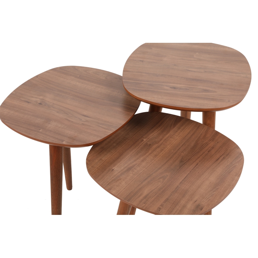 ΣΕΤ 3x Βοηθητικά τραπεζάκια TYN καφέ