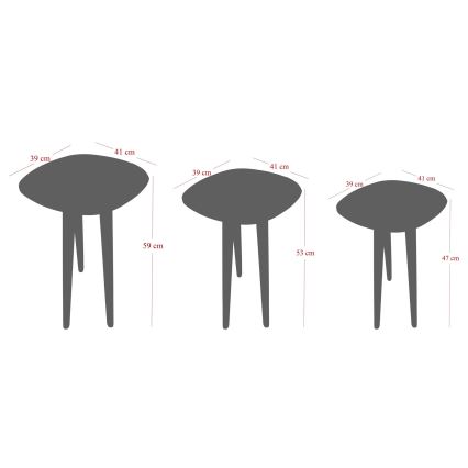 ΣΕΤ 3x Βοηθητικά τραπεζάκια TYN καφέ