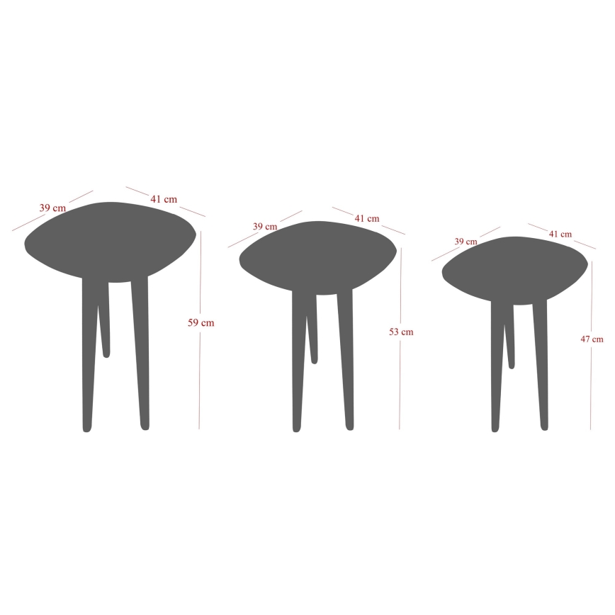 ΣΕΤ 3x Βοηθητικά τραπεζάκια TYN καφέ