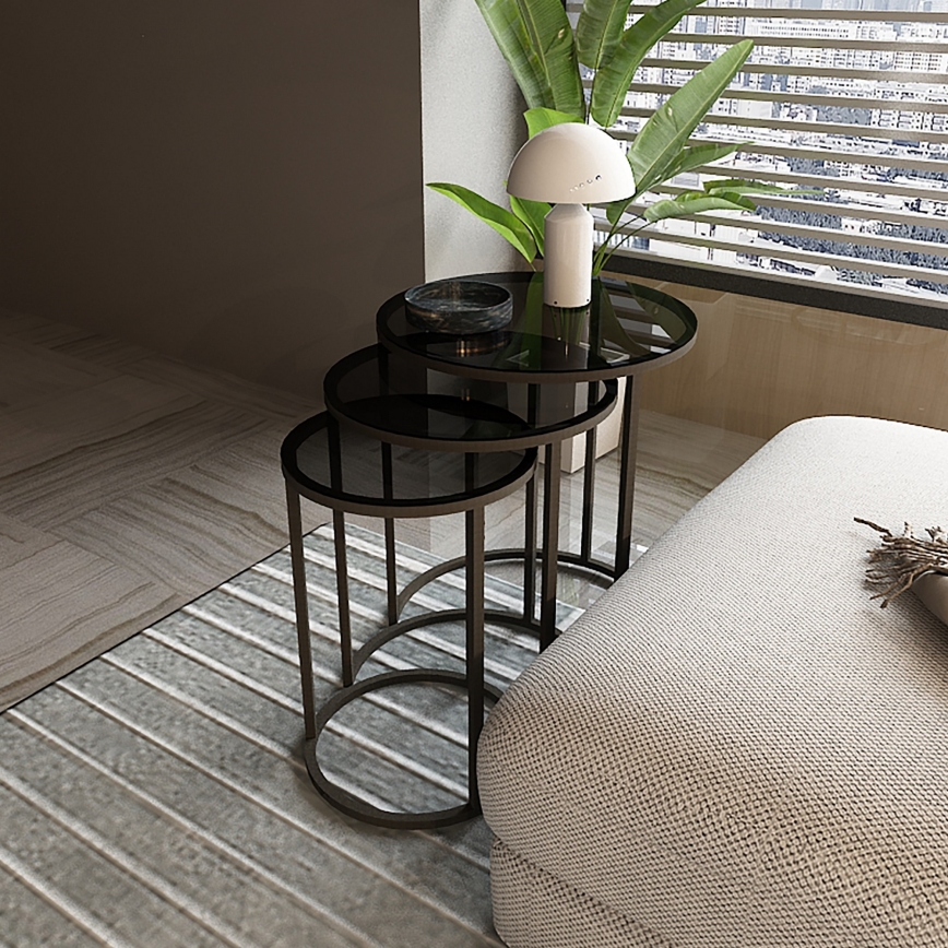 ΣΕΤ 3x Βοηθητικό τραπεζάκι ALYA διάμετρος 34/42/50 cm μαύρο